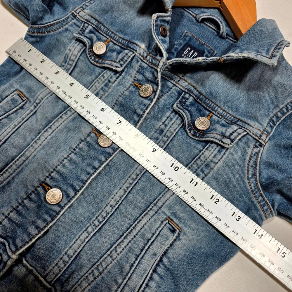 Gap Denim Jacket Kids Small Blue Stretch Button Front Classic Jean Trucker Coat